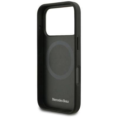 7. Mercedes Leather Vintage Logo MagSafe Case for iPhone 17 Pro - Black