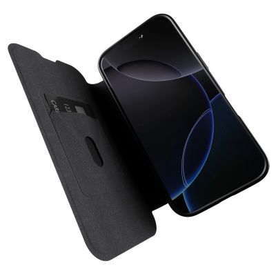 3. Puro Book Mag MagSafe Leather Case with Flap and Card Slot for iPhone 16 Pro Max - Black