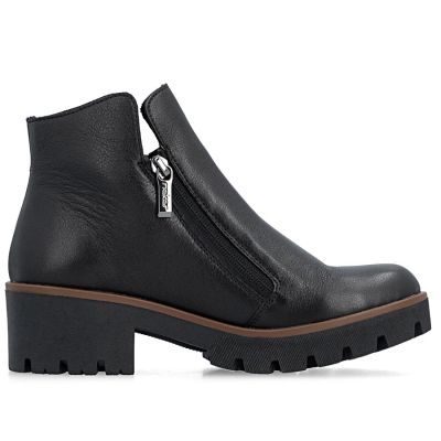 8. Women's leather ankle boots with a block heel, black, Rieker 79254-00