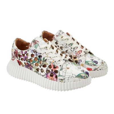 Lee Cooper women's lace sneakers beige platform