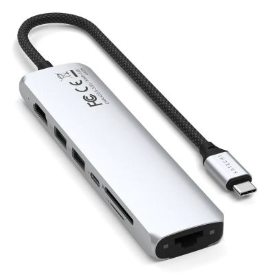 5. Satechi USB-C 7-in-1 Slim Multi Port Ethernet Adapter Silver