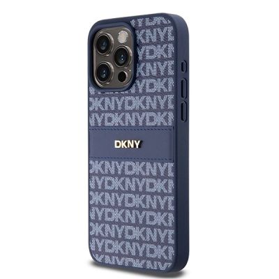 2. DKNY Leather Mono Stripe & Metal Logo case for iPhone 15 Pro Max - blue