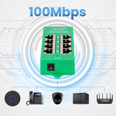 12. Extralink Gigabit PoE Injector 4 Port Active, 4 Gigabit 802.3at/af ports, Mode A