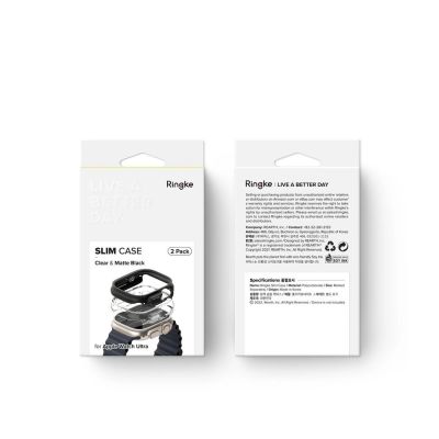 12. Ringke Slim 2-pack Case for Apple Watch Ultra 1/2 (49mm) - Clear and Matte Black