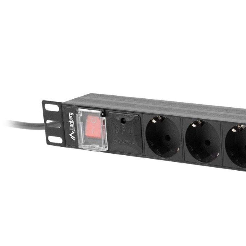 4. LANBERG RACK POWER STRIP PDU 19" (1U, 16A, 8X SHUKO, 2M, BLACK) PDU-08F-0200-BK
