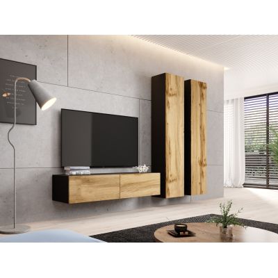 4. TV cabinet VIGO '140' 30/140/40 black/wotan oak