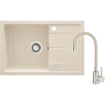 Granite sink with a tap with a curved spout