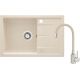 Granite sink with a tap with a curved spout