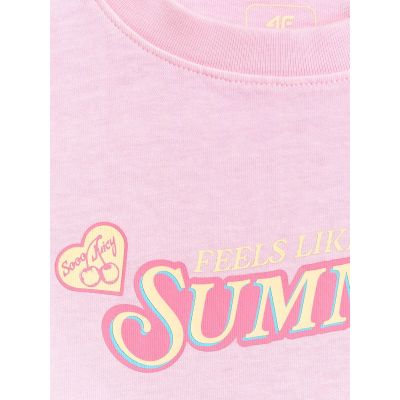 6. Girls' boxy T-shirt with print 4F 4FJRAW26TTSHF4324-056S