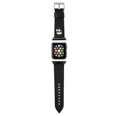 Karl Lagerfeld Ikonik Saffiano Karl Heads Strap for Apple Watch (38 / 40 / 41 mm) - Black