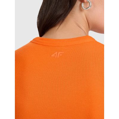 4. Women's slim waffle knit T-shirt 4F 4FRSS25TTSHF2749-70S