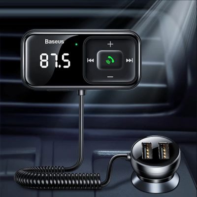 3. Wireless Bluetooth FM transmitter with charger Baseus S-16 (Overseas edition) - black