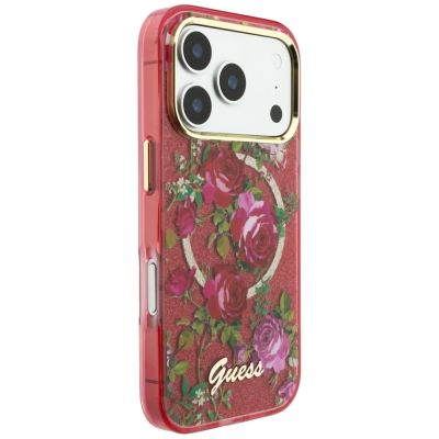 4. Guess IML Glitter Blossom Roses case for iPhone 17 Pro Max / 18 Pro Max - burgundy