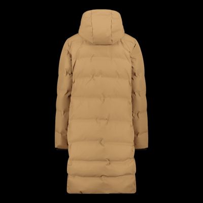 6. CMP women's long hooded jacket, winter waterproof, insulated, beige (34K0096/P814)