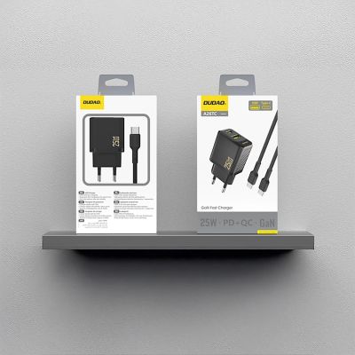 5. Dudao A26TCEU PD QC 25W GaN USB-A USB-C Wall Charger with USB-C Cable - Black