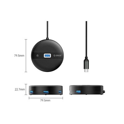 2. ORICO YS1-C2 4-port USB hub 1x USB-A 3.0 3x USB-A 2.0 0.3 m - black