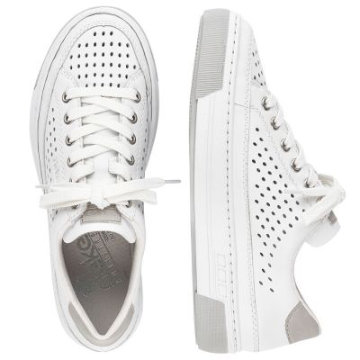 15. Rieker W RKR642 openwork leather shoes white