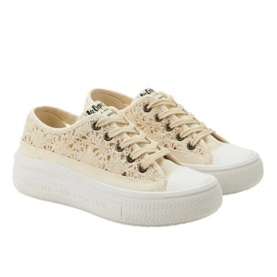 Lee Cooper women's shoes sports sneakers beige platform lace