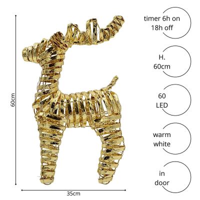 5. REINDEER DECORATION 60 CM 60 LED GOLD