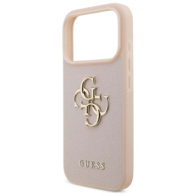 6. Guess Grained Big 4G & Classic Logo iPhone 17 Pro Case - Pink
