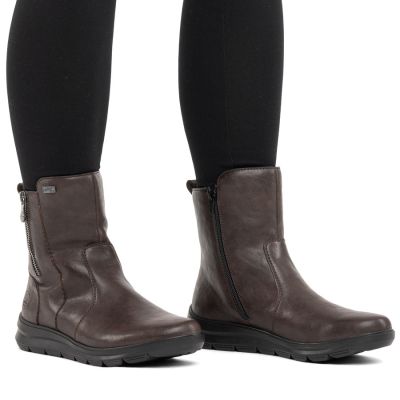 5. Rieker Z0074-25 comfortable brown waterproof women's ankle boots