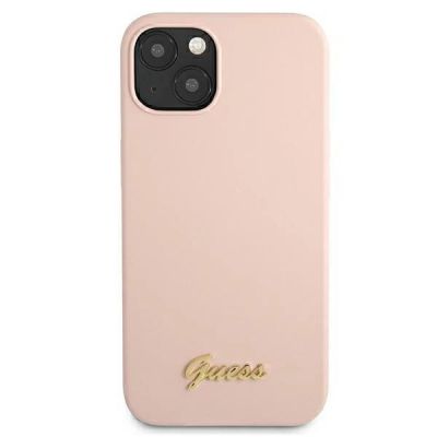 3. Guess GUHMP13MLSLMGLP iPhone 13 6.1" light pink/light pink hardcase Silicone Script Gold Logo Magsafe