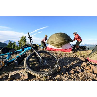 7. MSR Hubba Hubba Bikepack 2 Person Green, Red, White Triangle Tent