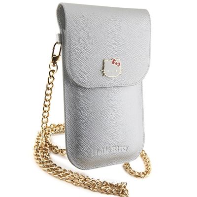 5. Hello Kitty Leather Metal Logo Chain bag - silver