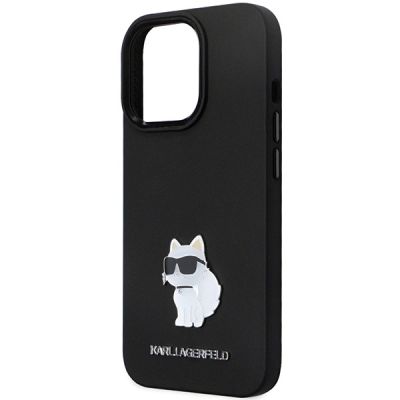 6. Karl Lagerfeld KLHCP14XSMHCNPK case for iPhone 14 Pro Max 6.7" - black Silicone C Metal Pin