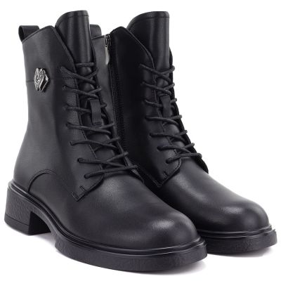 4. Women's leather ankle boots, black, D&A S.Barski MK62-7014