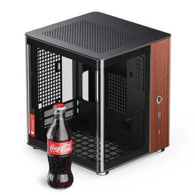 5. Jonsbo TK-0 PC Case, Mini-Tower, Mini-ITX, Tempered Glass, Wood - black