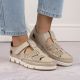 16. Rieker W RKR651 beige leather openwork shoes with velcro