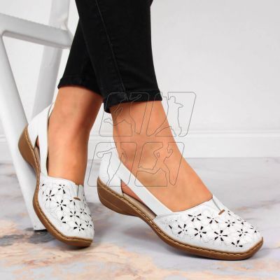 5. Rieker W RKR442B openwork leather shoes, white