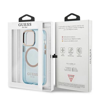 8. Guess Gold Outline Translucent MagSafe case for iPhone 13 Pro / iPhone 13 - blue