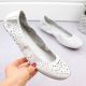 18. Rieker W RKR649 comfortable leather openwork shoes, white