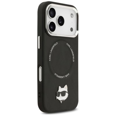 4. Karl Lagerfeld Choupette Pin MagSafe Case for iPhone 17 Pro Max - Black
