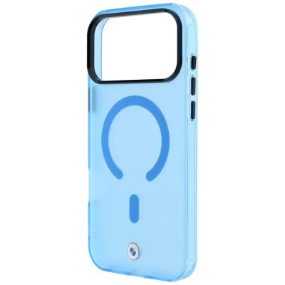 6. BMW Sign Frosted IML & Metal Logo MagSafe Case for iPhone 18 Pro / 17 Pro - Blue