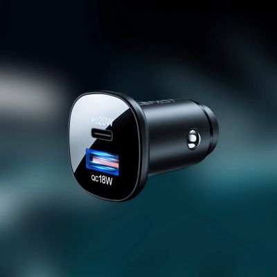 16. Acefast car charger 38W USB Type C / USB, PPS, Power Delivery, Quick Charge 3.0, AFC, FCP black (B1 black)