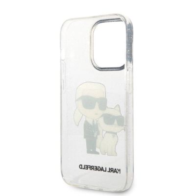 7. Karl Lagerfeld Glitter Karl&Choupette case for iPhone 14 Pro - transparent