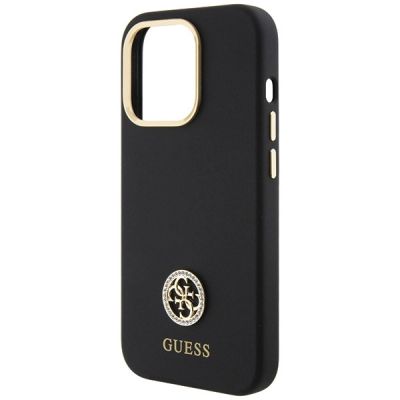 6. Guess Silicone Logo Strass 4G case for iPhone 15 Pro Max - black