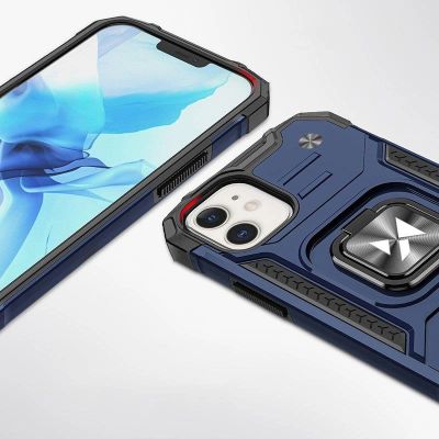 2. Wozinsky Ring Armor case for iPhone 14 armored cover magnetic holder ring blue