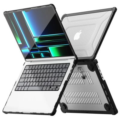 3. Tech-Protect SmartShell Pro case for Macbook Pro 14 M1 / M2 / M3 / M4 / M5 2021-2025 - black and transparent