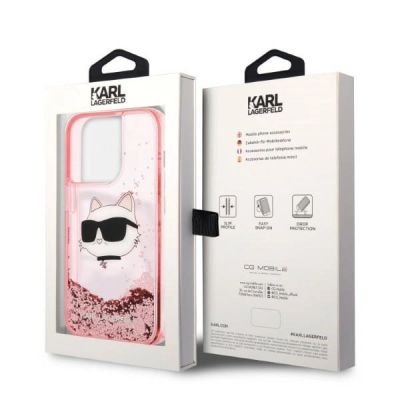 8. Karl Lagerfeld KLHCP14LLNCHCP iPhone 14 Pro 6.1" pink/pink hardcase Glitter Choupette Head