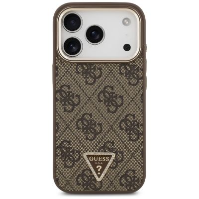 3. Guess 4G Triangle Logo MagSafe Case for iPhone 17 Pro - Brown and Gold