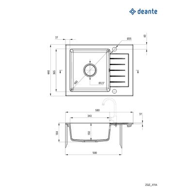 2. Deante Zorba ZQZ511A granite sink 58x44 cm