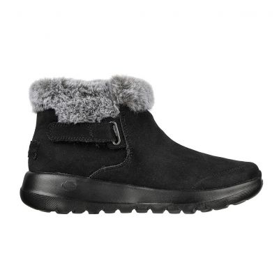 Skechers ON-THE-GO JOY FIRST GLANCE Women's Winter Boots in Suede Leather with Fur, Black (144041-BKGY)