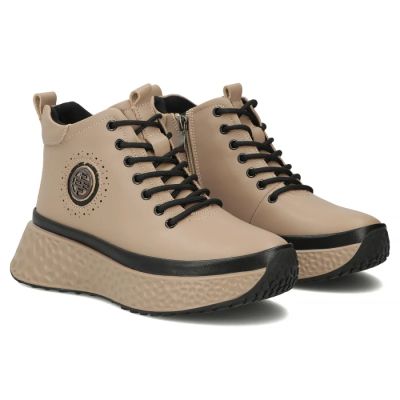 4. Leather ankle boots on the platform, insulated, beige, Filippo DBT7998