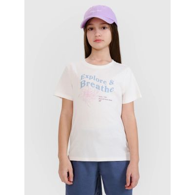 2. Girls' regular printed T-shirt 4F 4FJWSS25TTSHF1854-11S