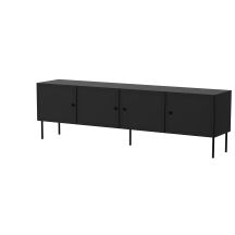 4-Door TV Cabinet PALAZZO BIS 201x40x60 cm, Matt Black