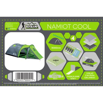 44. 4-PERSON COOL BLACK-GREEN ENERO CAMP TENT